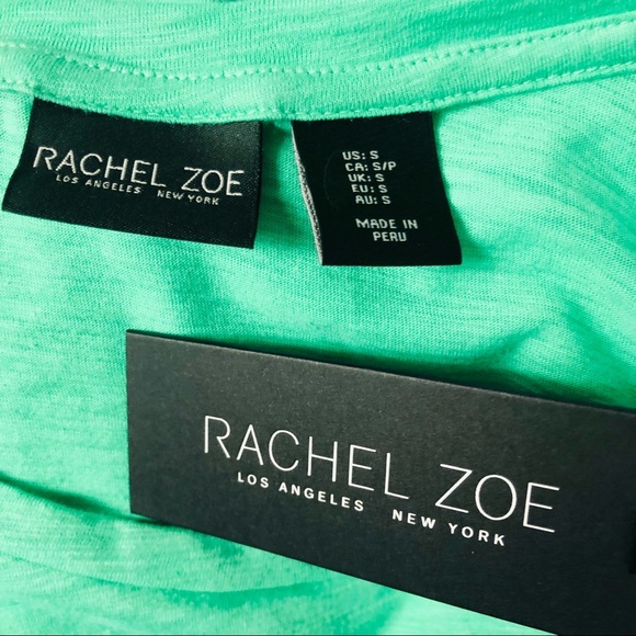 Rachel Zoe 100% Pima Cotton Cropped T-Shirt Tee Green S - Picture 5 of 6